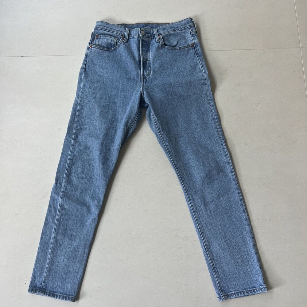 Levi’s Premium 501 S Mid Rise Button Fly Skinny Jeans Sz 28x28 Light Wash